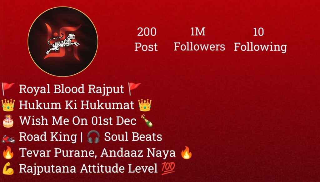 Rajput Bio For Instagram 