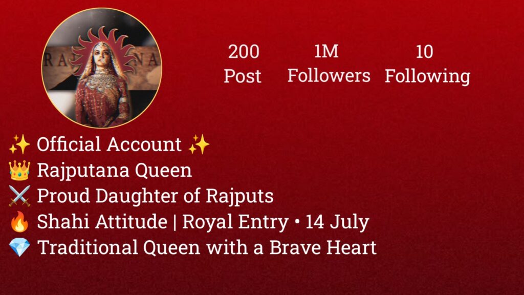 Rajput bio for instagram girl